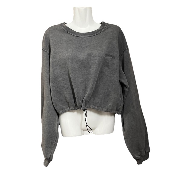 Urban Outfitters BDG‎ Cropped Sweatshirt Goth Gorpcore Dark Mystical L Acid Wash - Picture 1 of 6